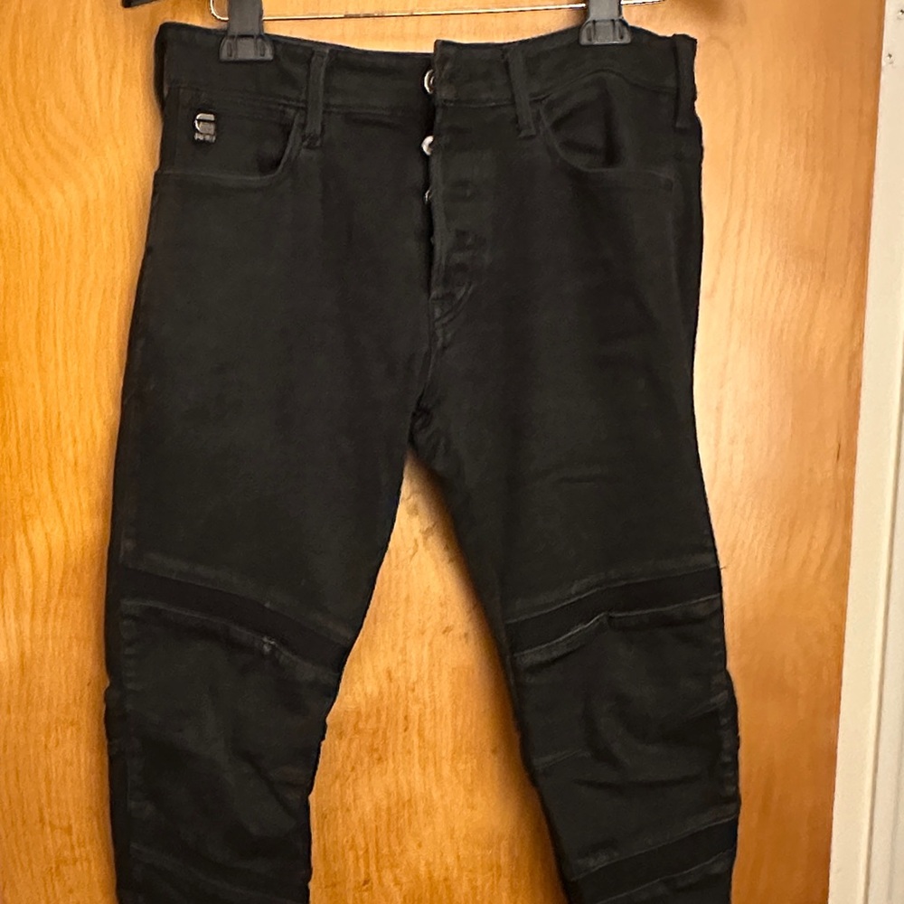 Black Motac Moto-Style Jeans